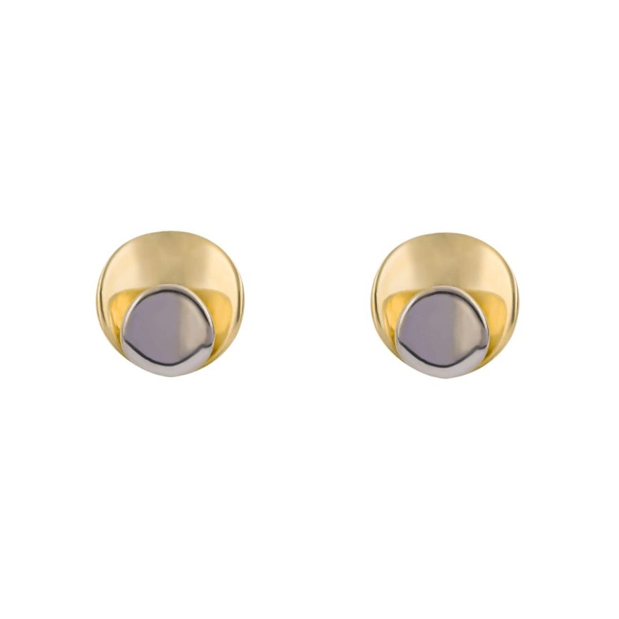 9ct Yellow And White Gold Disc Stud Earrings GE2435