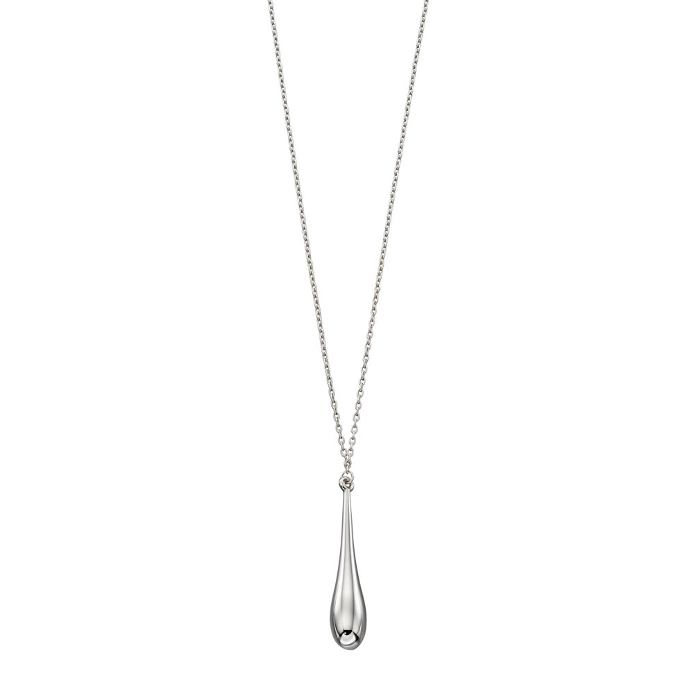 9ct White Gold Elongated Teardrop Necklace GN307