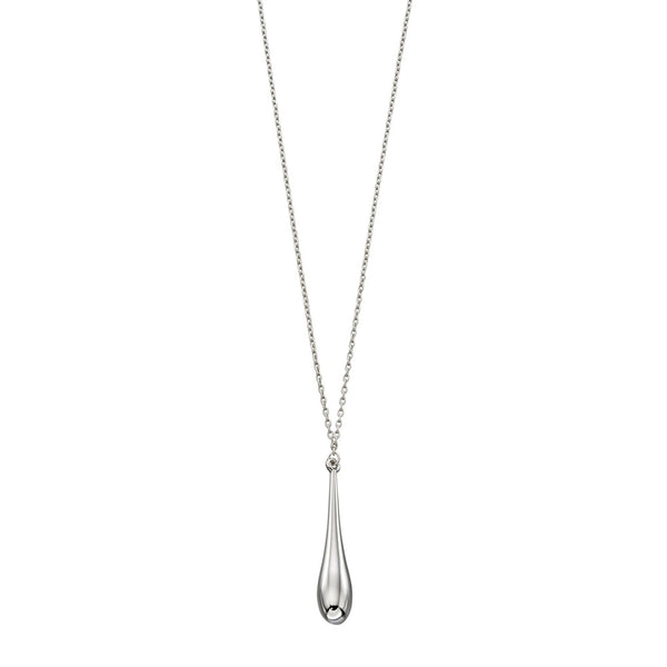 9ct White Gold Elongated Teardrop Necklace GN307