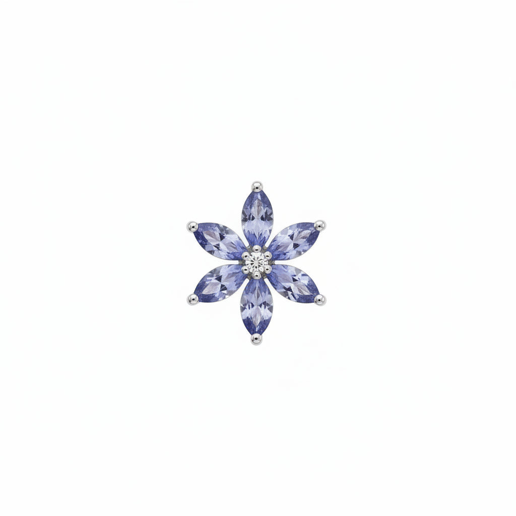 9ct White Gold Tanzanite and Diamond Flower Pendant Only GP781M