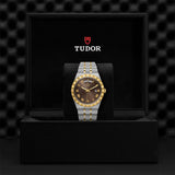 tudor royal 41mm chocolate brown dial steel & gold watch in presentation box