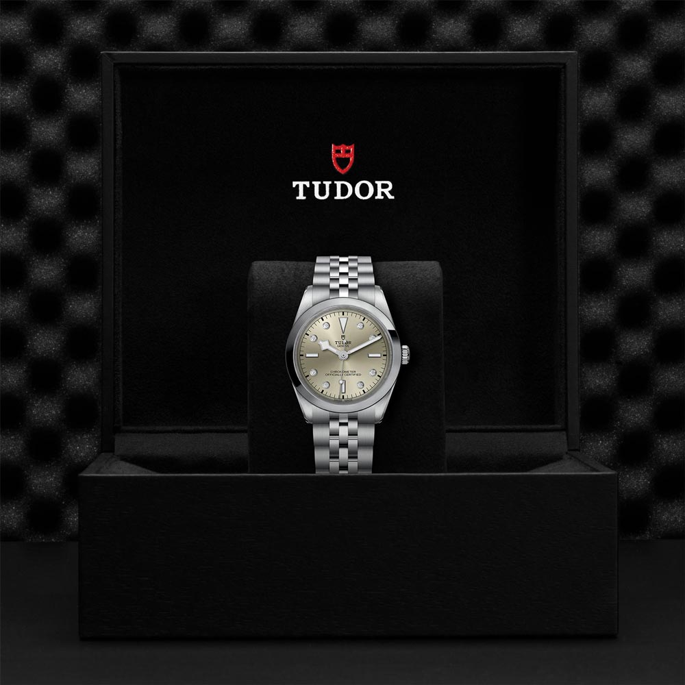 tudor black bay 36 light champagne dial ladies watch in presentation box