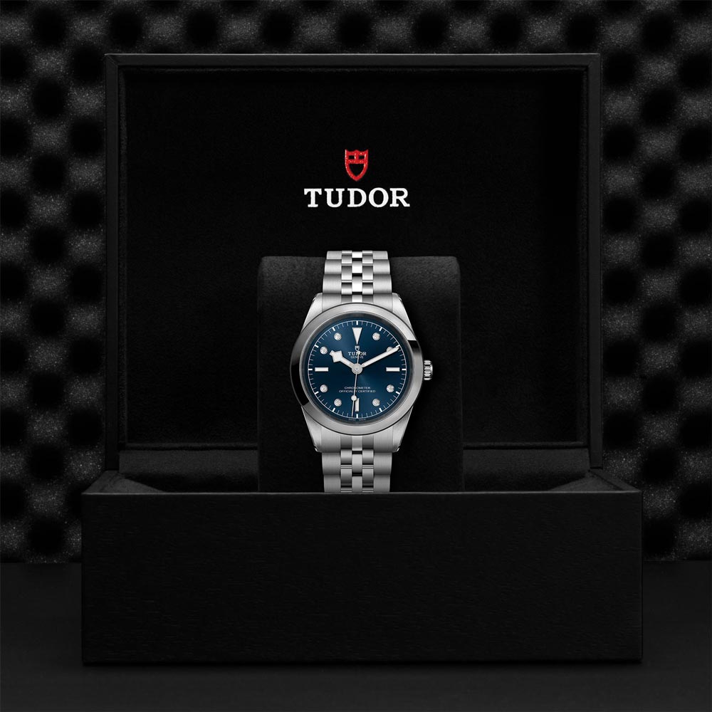 tudor black bay 41 blue dial watch in presentation box