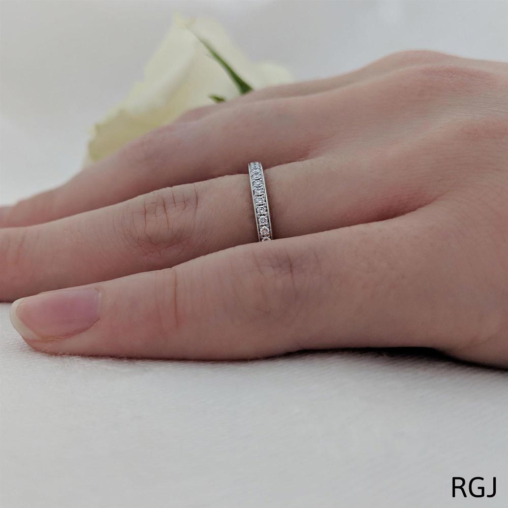 The Memoire Classic Platinum Round Brilliant Cut Diamond Half Eternity