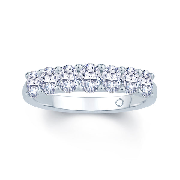 Platinum 0.95ct Oval Cut Diamond Half Eternity Ring