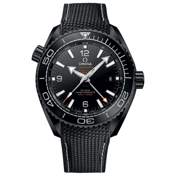 omega seamaster planet ocean 600m gmt 45.5mm black dial ceramic automatic gents watch
