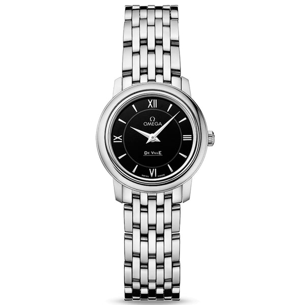 omega de ville prestige 24.4mm black dial ladies quartz watch