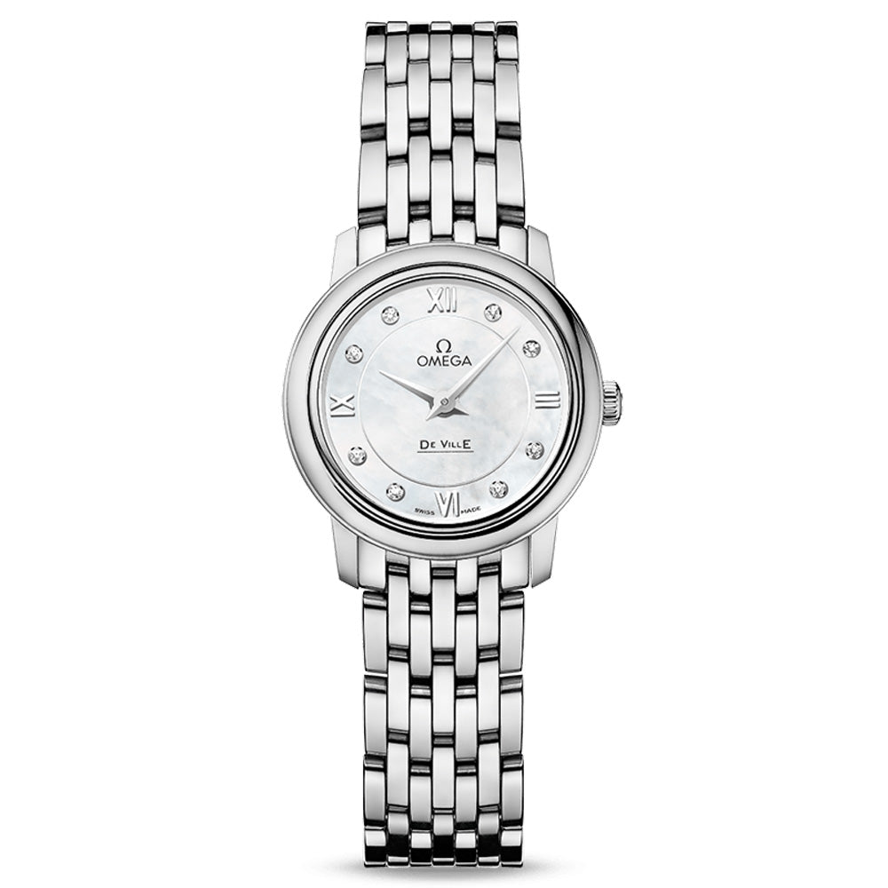 omega de ville prestige 24.4mm mop dial diamond ladies quartz watch