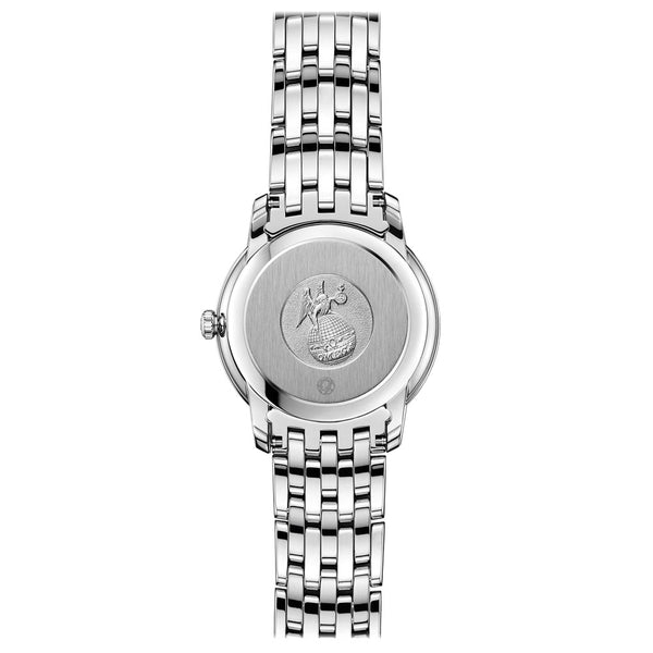 omega de ville prestige 27.4mm silver dial diamond ladies quartz watch case back view