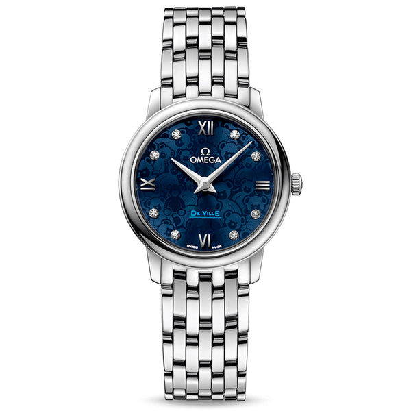omega de ville prestige orbis edition 27.4mm blue dial diamond ladies quartz watch