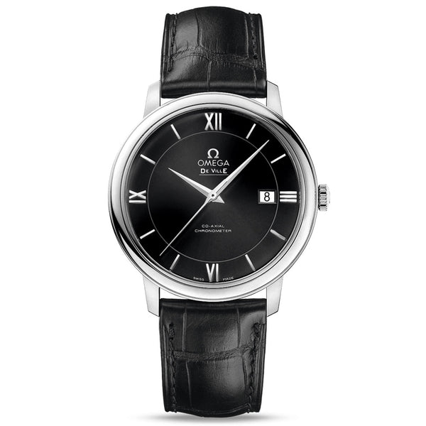 omega de ville prestige 39.5mm black dial gents automatic watch