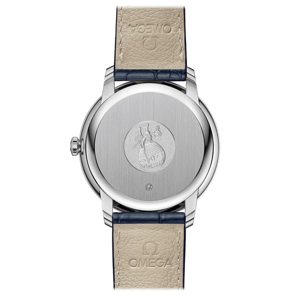 omega de ville prestige power reserve 39.5mm grey dial gents automatic watch case back view
