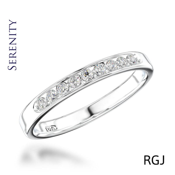 The Serenity Platinum Round Brilliant Cut Diamond Half Eternity Ring