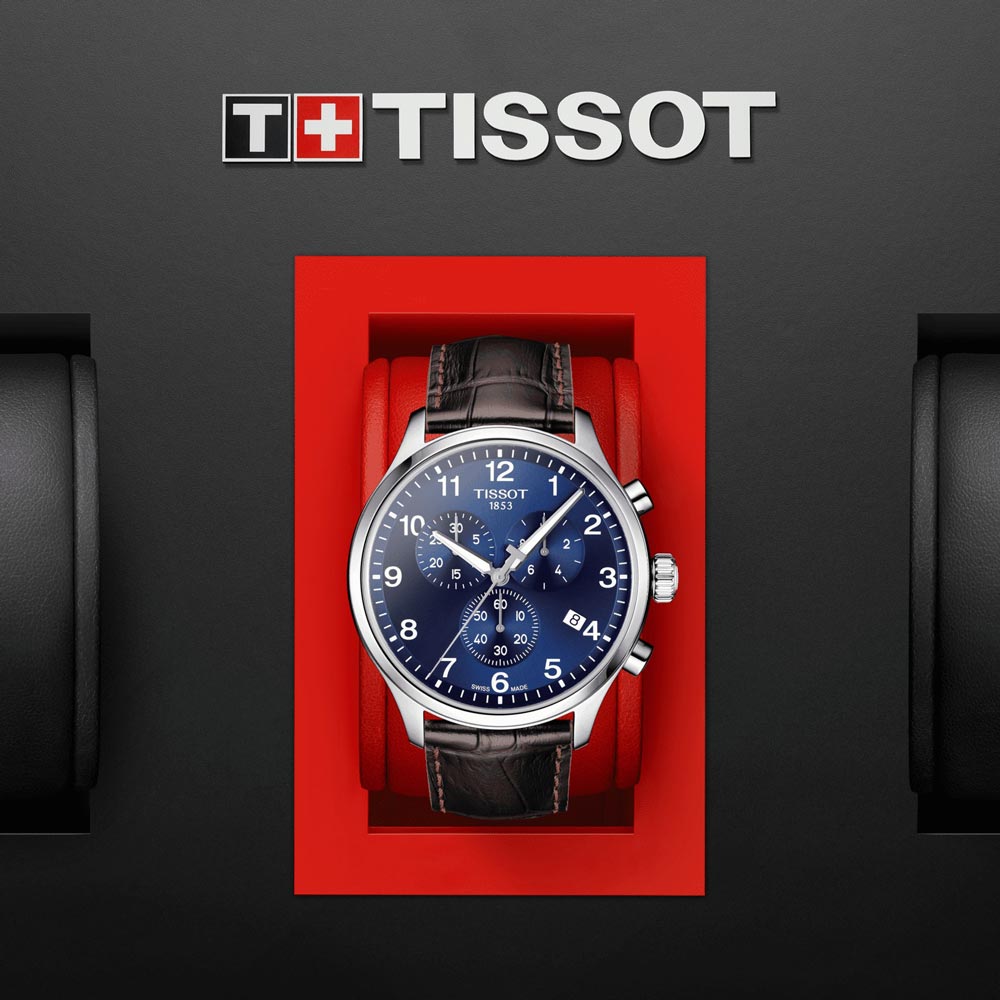 tissot t-sport chrono xl classic 45mm blue dial stainless steel gents watch in presentation box