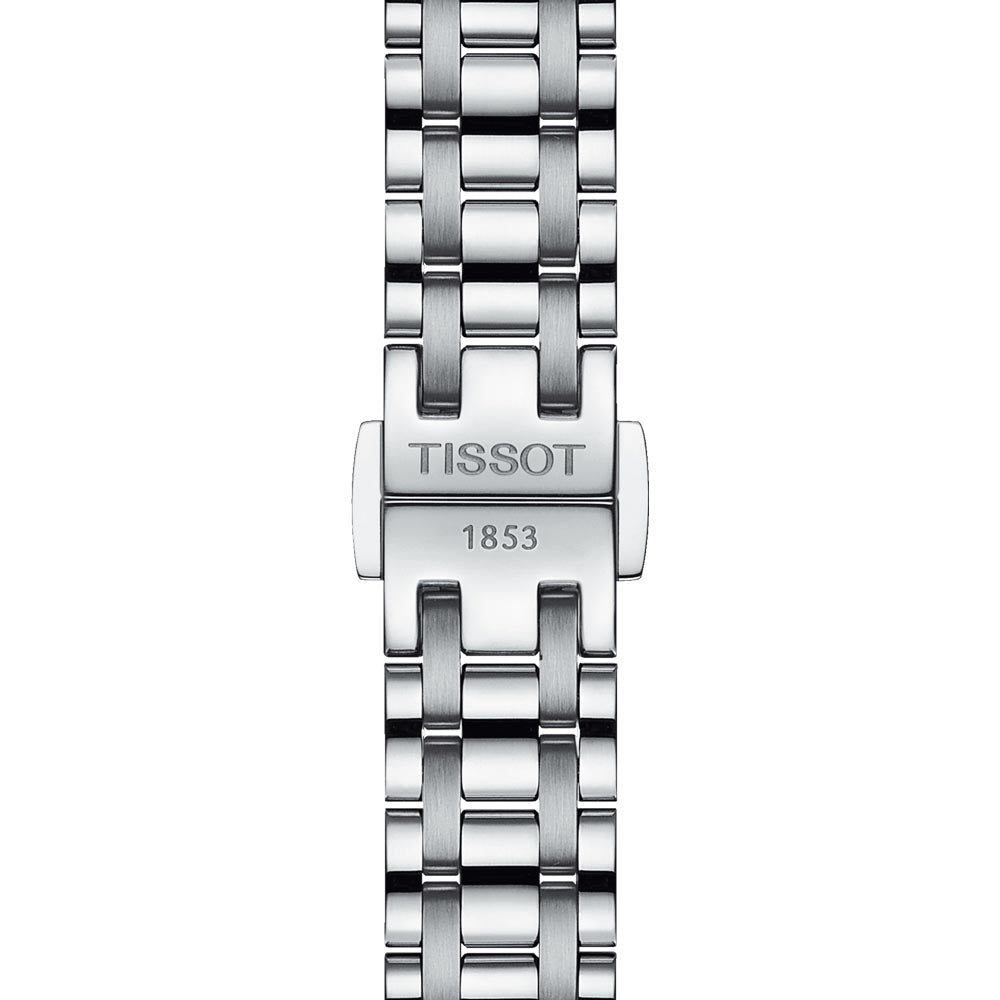 tissot bellissima small lady 26mm silver dial quartz watch clasp view