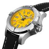 breitling avenger seawolf 45mm yellow dial automatic gents watch dial close up