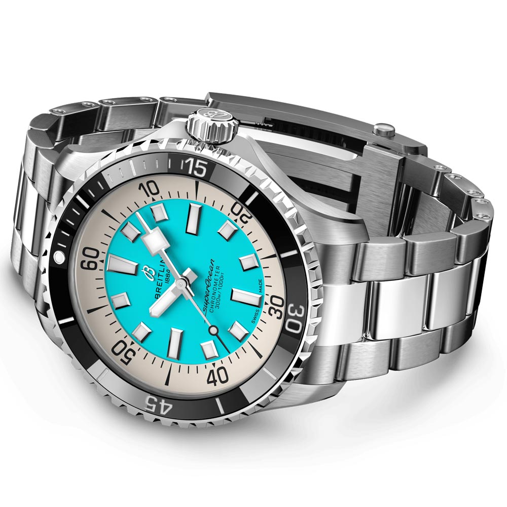 Breitling Superocean 44mm Turquoise Dial Automatic Gents Watch A17376211L2A1