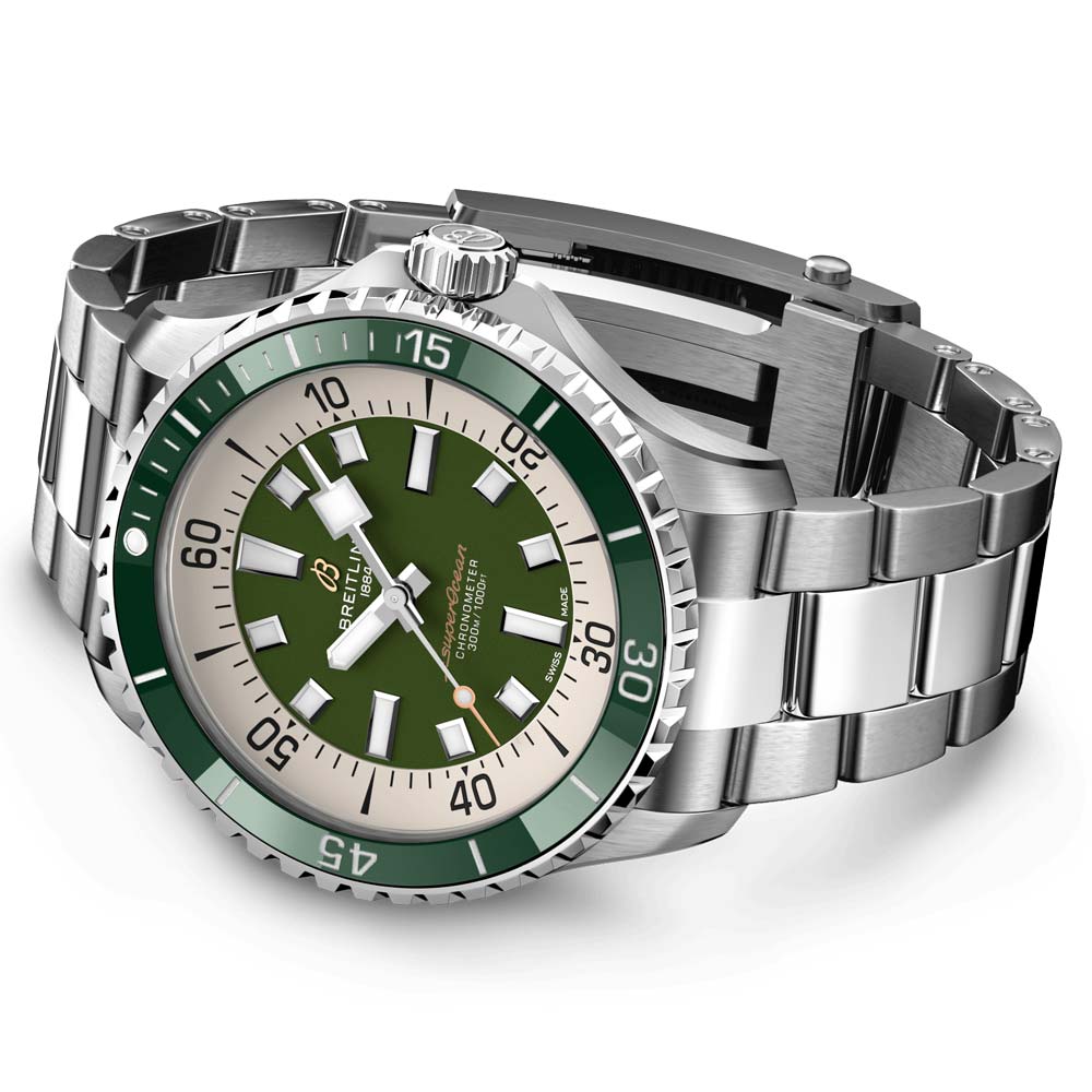 breitling superocean 44mm green dial automatic gents watch