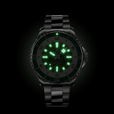 breitling superocean 44mm green dial automatic gents watch in the dark shot