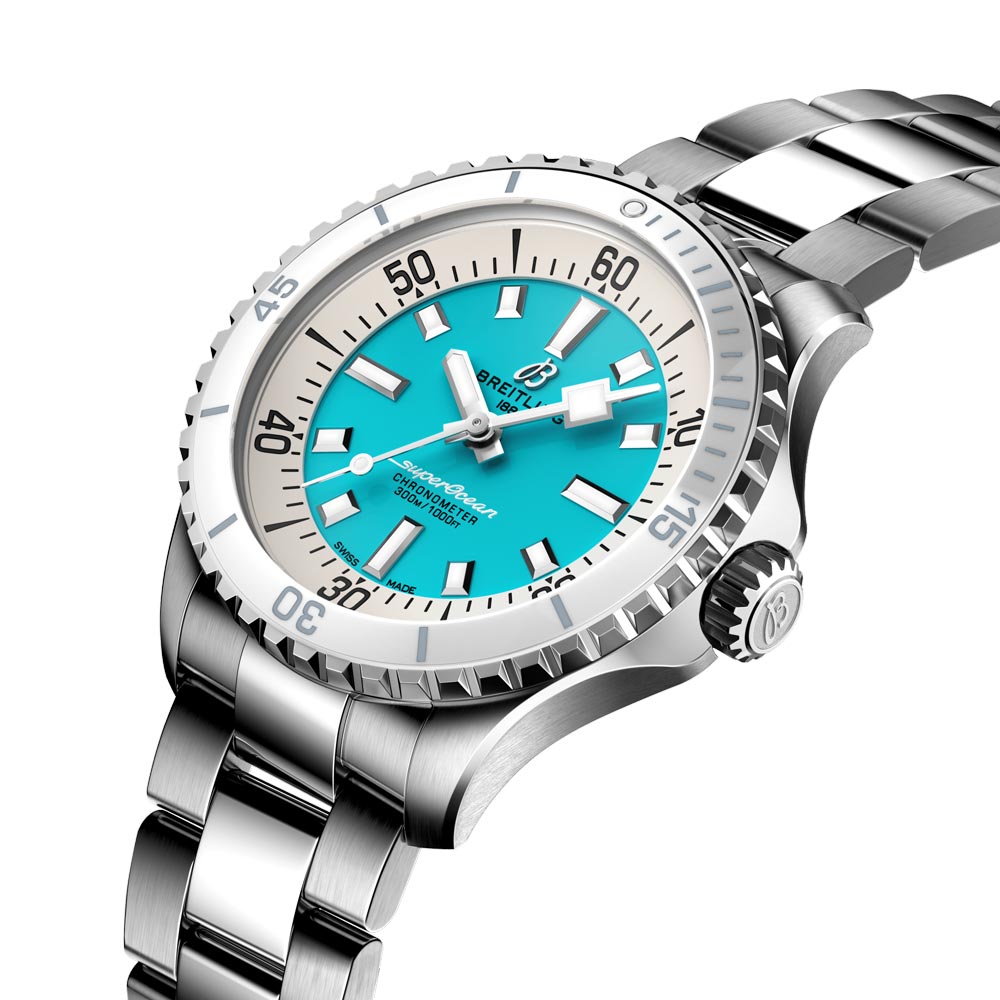 Breitling Superocean 36mm Turquoise Dial Automatic Ladies Watch A17377211C1A1