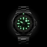 breitling superocean 46mm black dial automatic gents watch in the dark shot