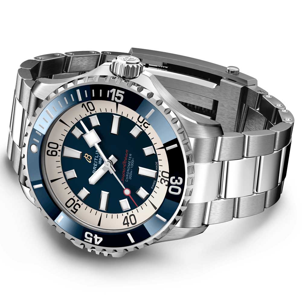 breitling superocean 46mm blue dial automatic gents watch