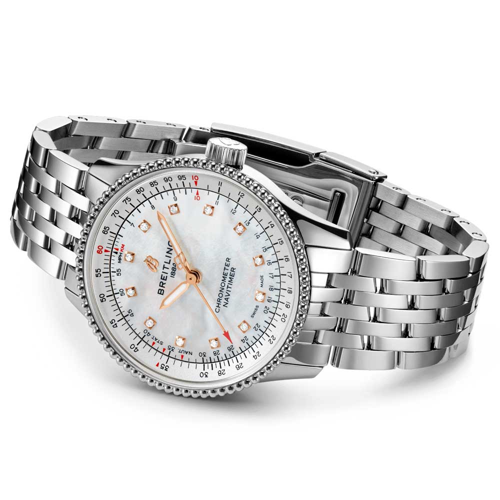 Breitling Navitimer 35mm MOP Dial Diamond Automatic Ladies Watch A17395211A1A1