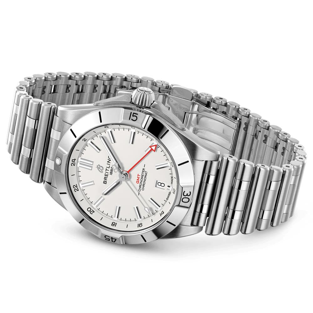 breitling chronomat gmt 40mm white dial automatic gents watch