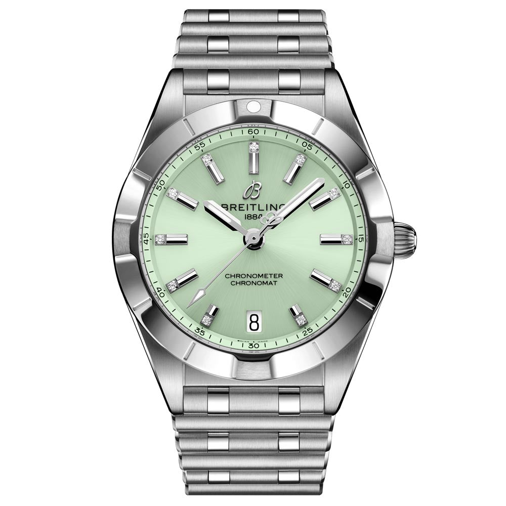 Breitling Chronomat 32mm Green Dial Diamond Ladies Quartz Watch A77310101L1A1
