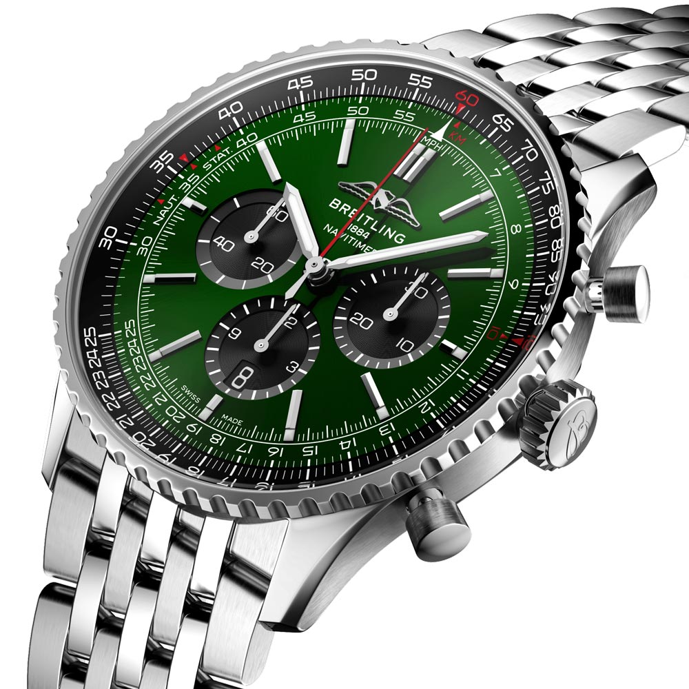 Breitling Navitimer B01 Chronograph 46mm Green Dial Automatic Gents Watch AB0137241L1A1