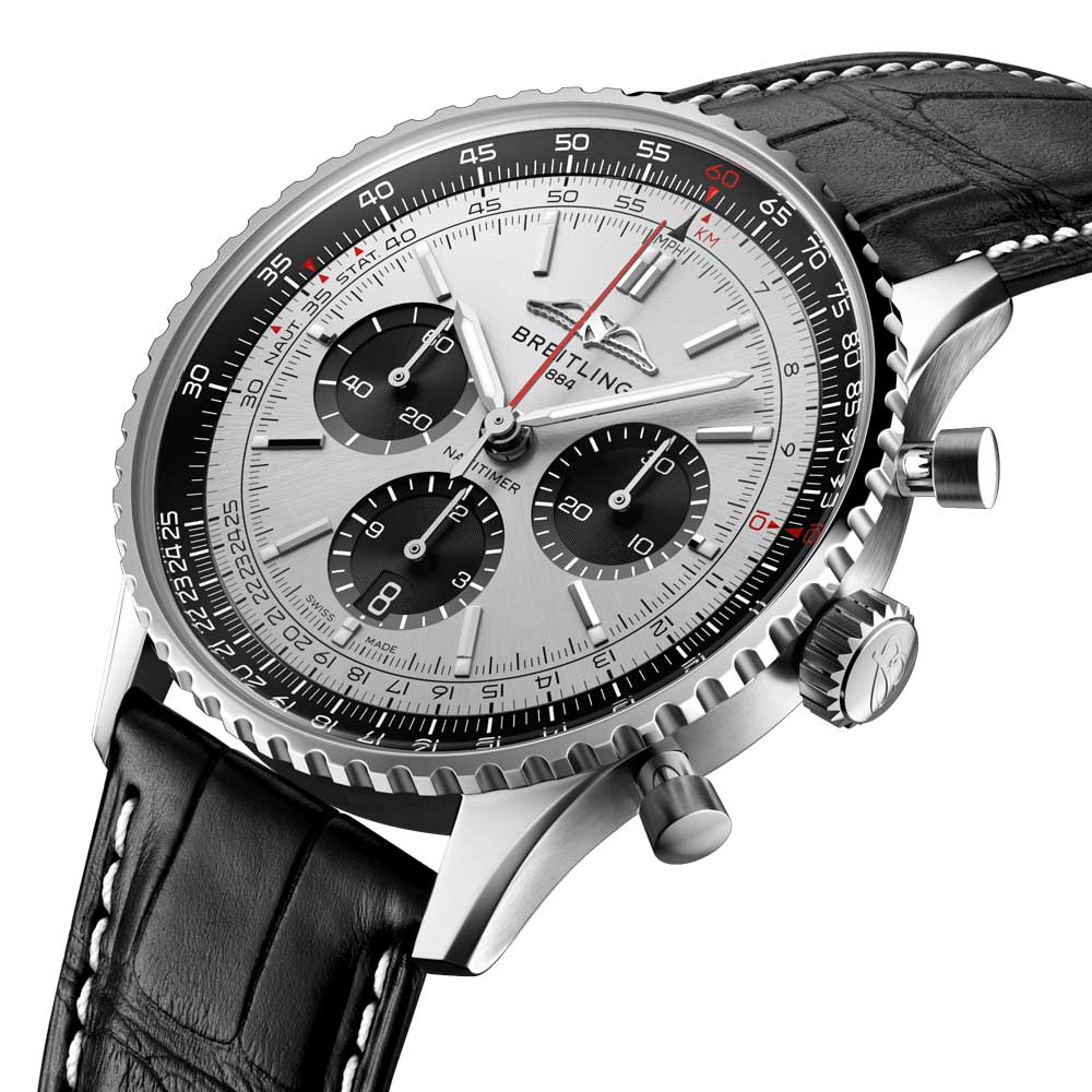 Breitling Navitimer B01 Chronograph 43mm Silver Dial Automatic Gents Watch AB0138241G1P1