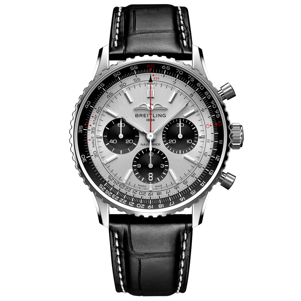 Breitling Navitimer B01 Chronograph 43mm Silver Dial Automatic Gents Watch AB0138241G1P1