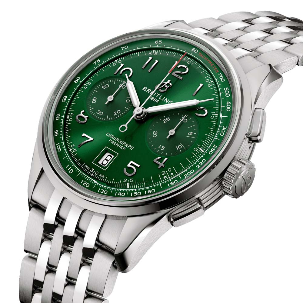Breitling Premier B01 Chronograph 42mm Green Dial Automatic Gents Watch AB0145371L1A1
