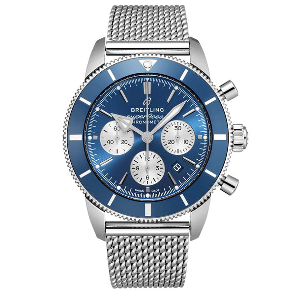 breitling superocean heritage b01 chronograph 44mm blue dial automatic gents watch