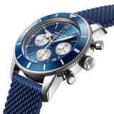 breitling superocean heritage b01 chronograph 44mm blue dial automatic gents watch dial close up