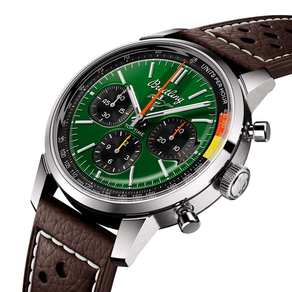 breitling top time b01 ford mustang 41mm green dial automatic chronograph gents watch