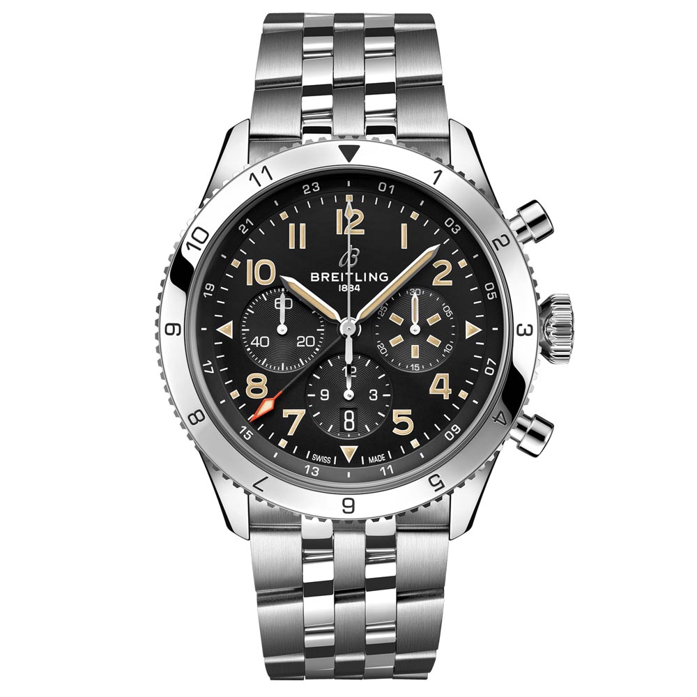 Breitling AVI B04 Chronograph GMT P-51 Mustang 46mm Black Dial Automatic Gents Watch AB04453A1B1A1