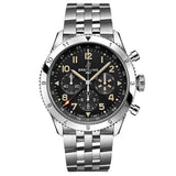 breitling avi b04 chronograph gmt p-51 mustang 46mm black dial automatic gents watch