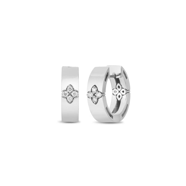 Roberto Coin 18ct White Gold 0.07ct Diamond Love In Verona Hoop Earrings ADR888EA2013 18W