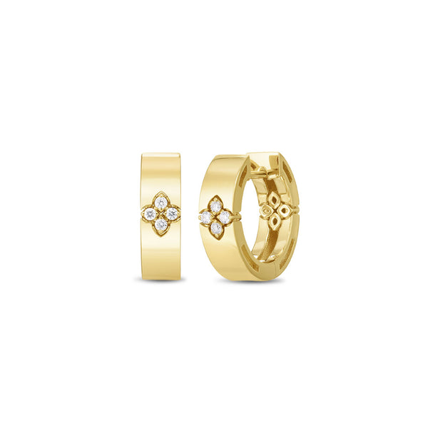 Roberto Coin 18ct Yellow Gold 0.07ct Diamond Love In Verona Hoop Earrings ADR888EA2013 YG