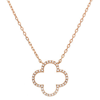 18ct Rose Gold 0.15ct Diamond Clover Necklace