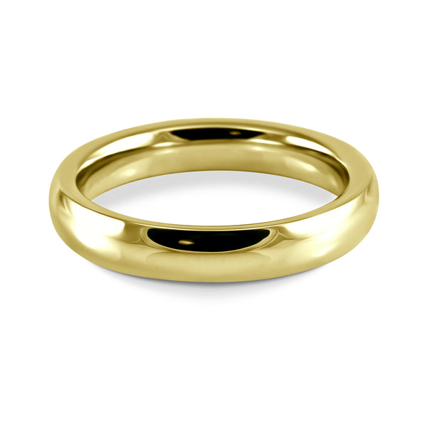 18ct Yellow Gold 4mm Heavy Court Wedding Ring Horizontal Closeup