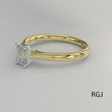 The Classic 18ct Yellow Gold and Platinum Emerald Cut Diamond Solitaire Engagement Ring