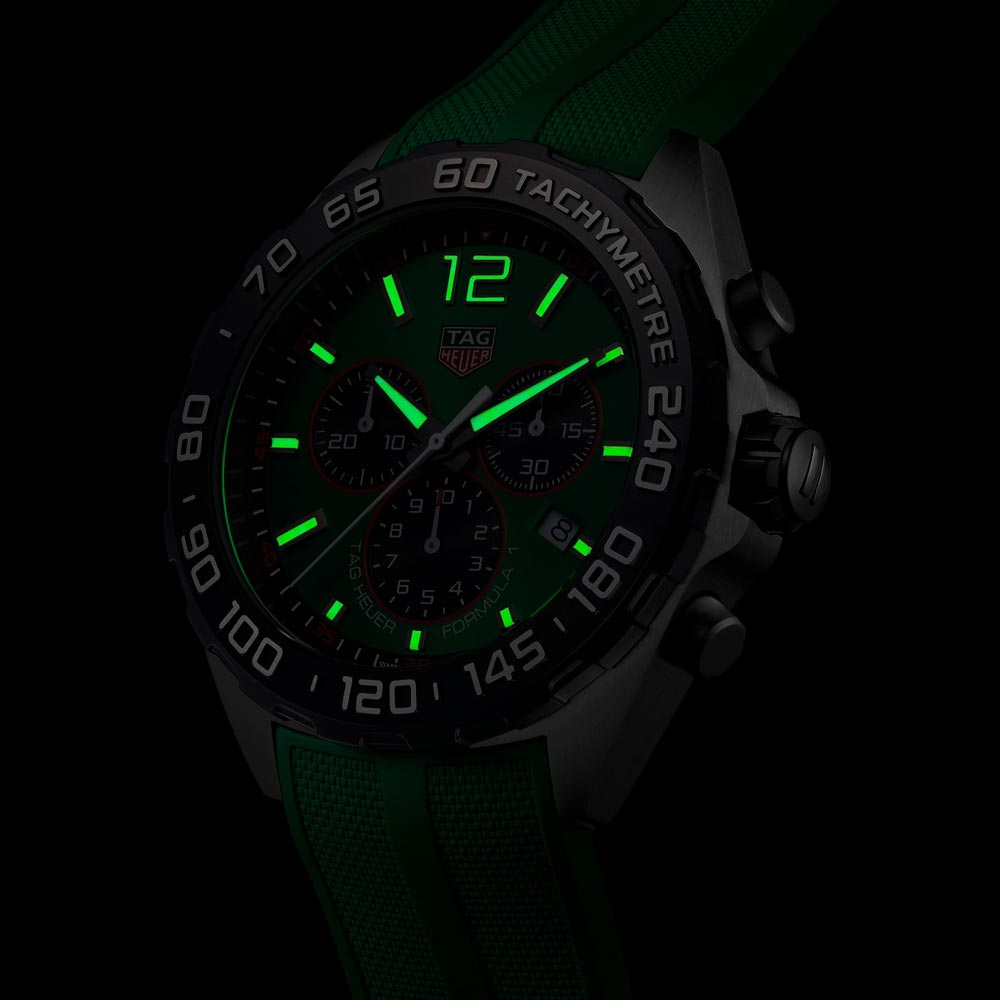 TAG Heuer Formula 1 43mm Green Dial Quartz Chronograph Gents Watch CAZ101AP.FT8056