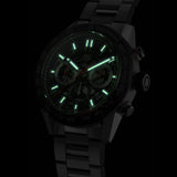 tag heuer carrera chronograph 45mm automatic gents watch in the dark shot