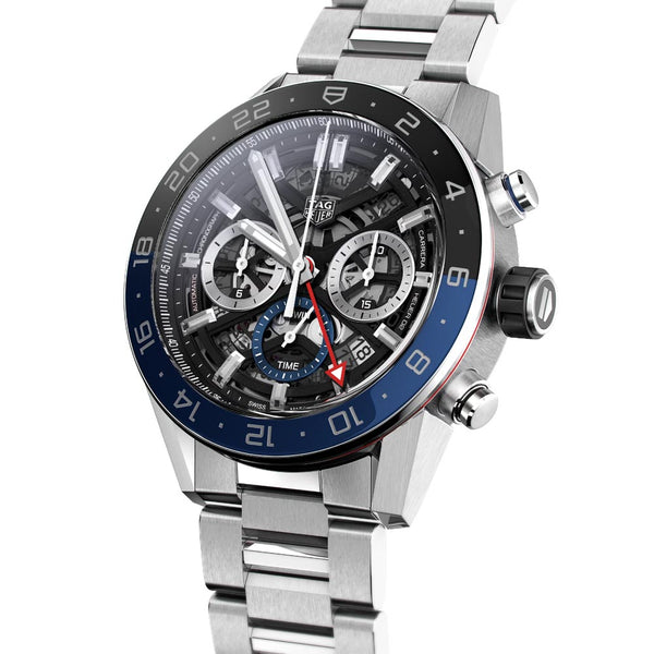 tag heuer carrera gmt 45mm skeleton dial automatic chronograph gents watch