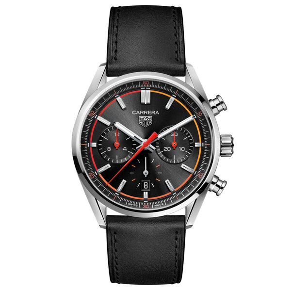 tag heuer carrera 42mm black dial automatic chronograph gents watch