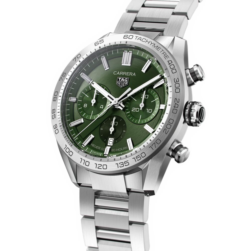 TAG Heuer Carrera 44mm Green Dial Automatic Chronograph Gents Watch CBN2A10.BA0643