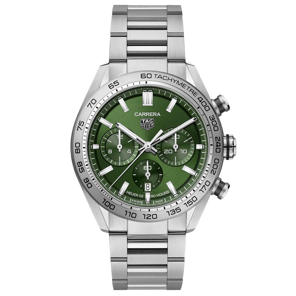 TAG Heuer Carrera 44mm Green Dial Automatic Chronograph Gents Watch CBN2A10.BA0643