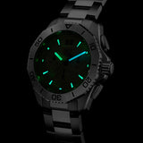 tag heuer aquaracer professional 200 date 40mm silver dial chronograph quartz gents watch in the dark shot